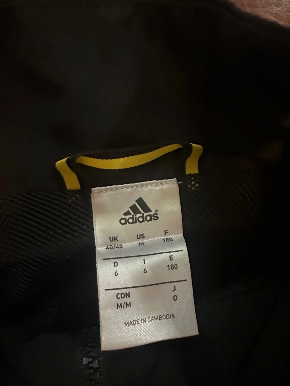 adidas Black Track Jacket and Pants with Yellow Trim, Men’s Medium
